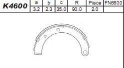 ASIMCO K4600 Brake Shoe Set, parking brake